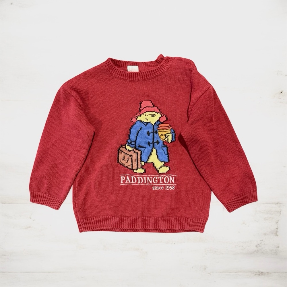 H&M Red Paddington Bear Knit Sweater 3T